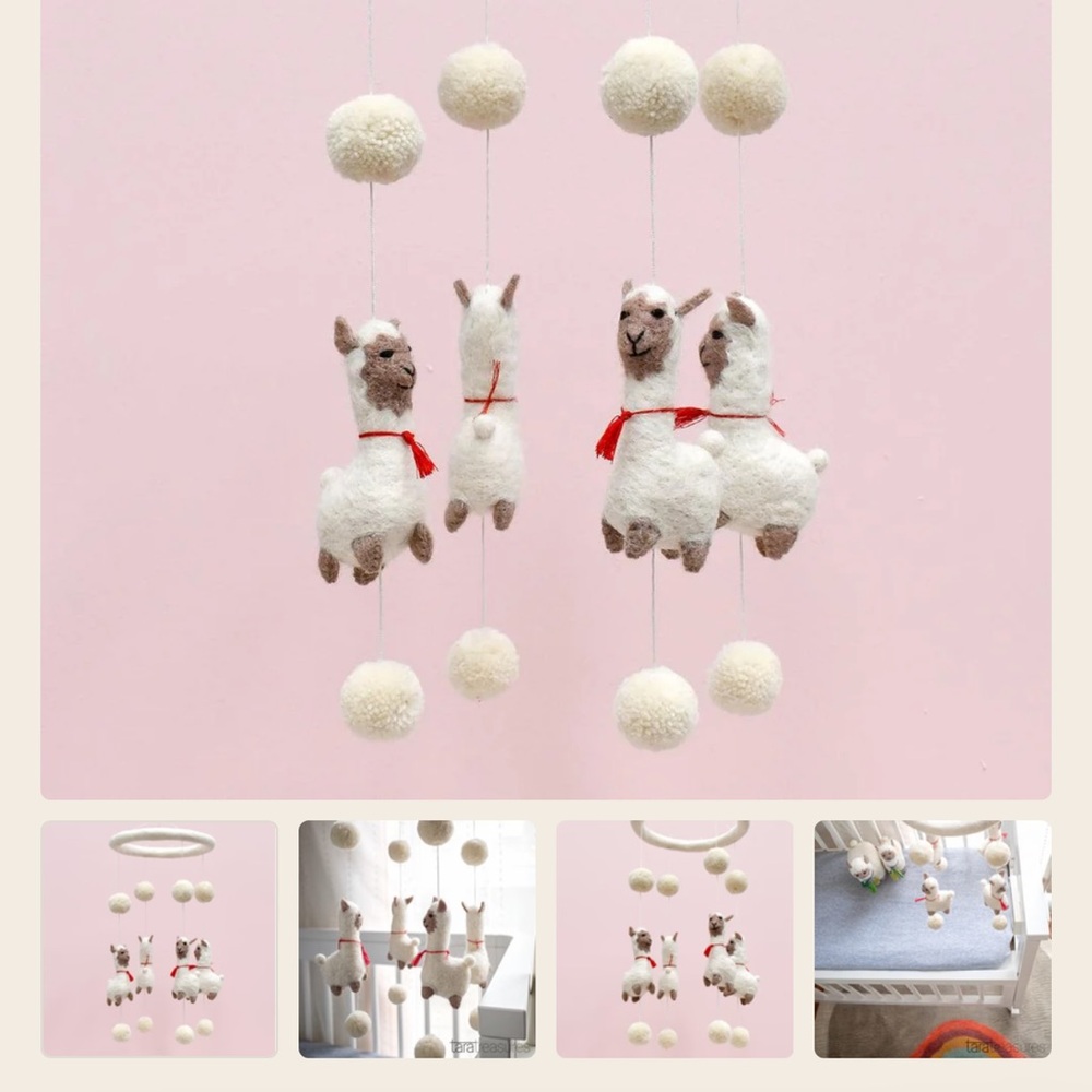 ❤️Adorable Llama Baby Mobile with Red Accents